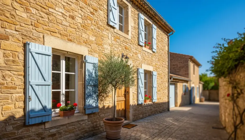 Façade ensoleillée d'un bâtiment dans le sud de la France