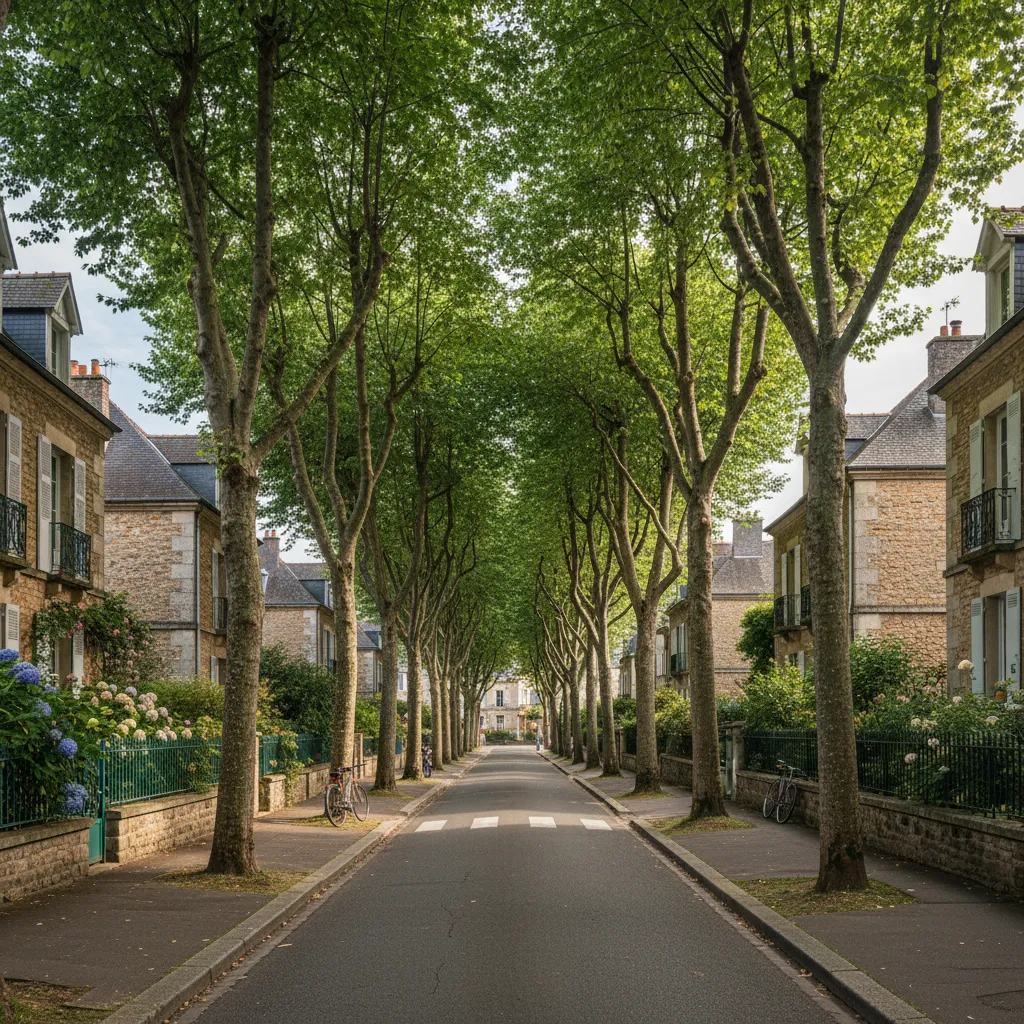 Rue calme dans un quartier résidentiel de Béziers