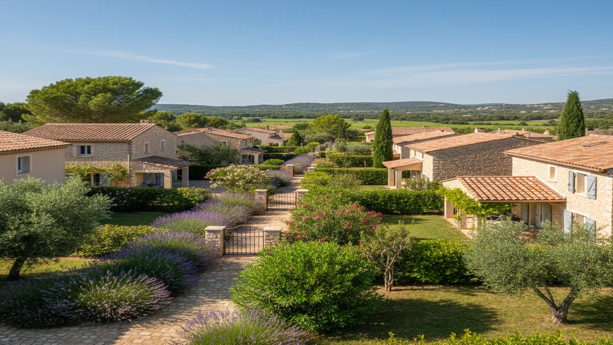 Quartier résidentiel calme à Lunel avec maisons individuelles