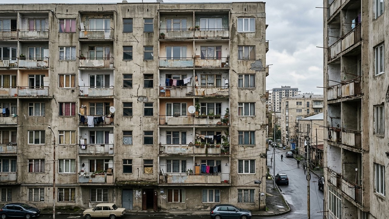Façade dégradée d'immeuble dans un quartier sensible