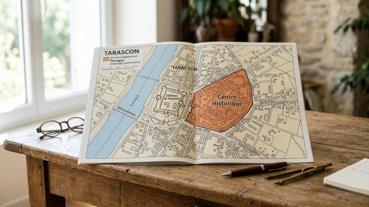 Carte du quartier prioritaire Centre Historique - Ferrages à Tarascon