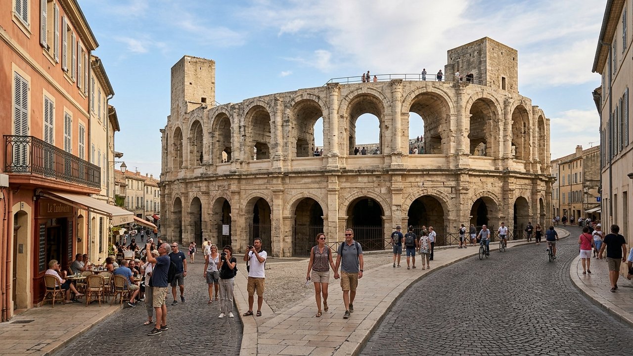 Centre historique d'Arles avec les arènes romaines