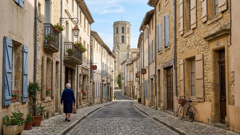Vue du centre-ville ancien de Castelnaudary avec ses bâtiments historiques