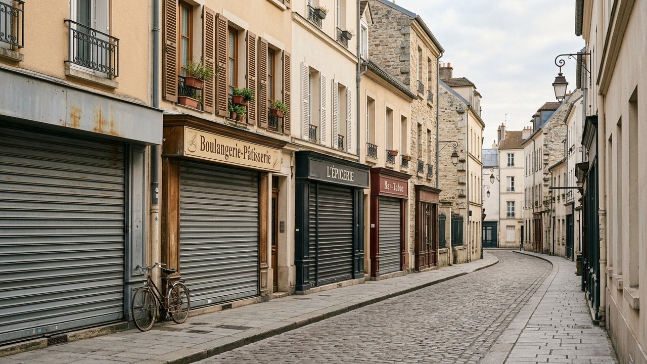 Commerces fermés et rue désertée dans un quartier sensible d'Avignon