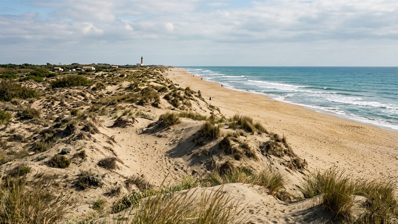 Plage de l'Espiguette avec ses dunes naturelles peu urbanisées
