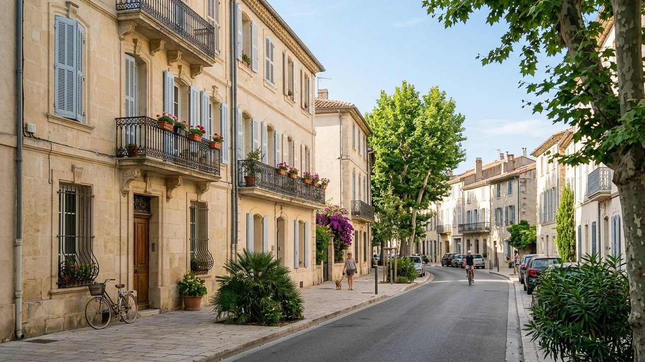 Vue d'une rue de quartier résidentiel à Salon-de-Provence