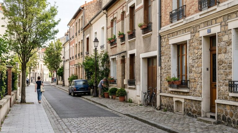 Rue d'un quartier sensible à Alès avec bâti ancien dégradé