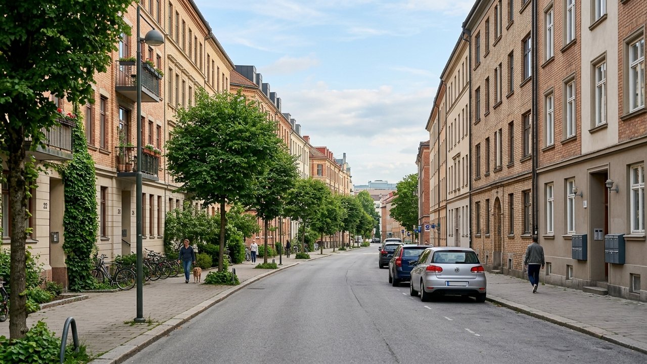 Vue d'un quartier résidentiel urbain à Narbonne avec immeubles