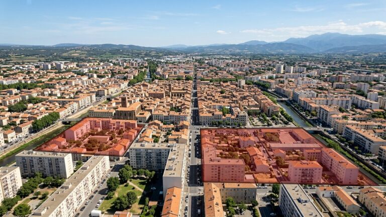 Vue aérienne des quartiers à éviter à Perpignan