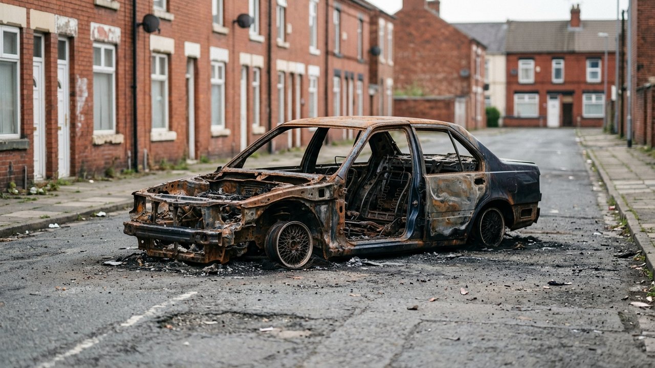 Voiture incendiée lors de violences urbaines dans le quartier des Escanaux