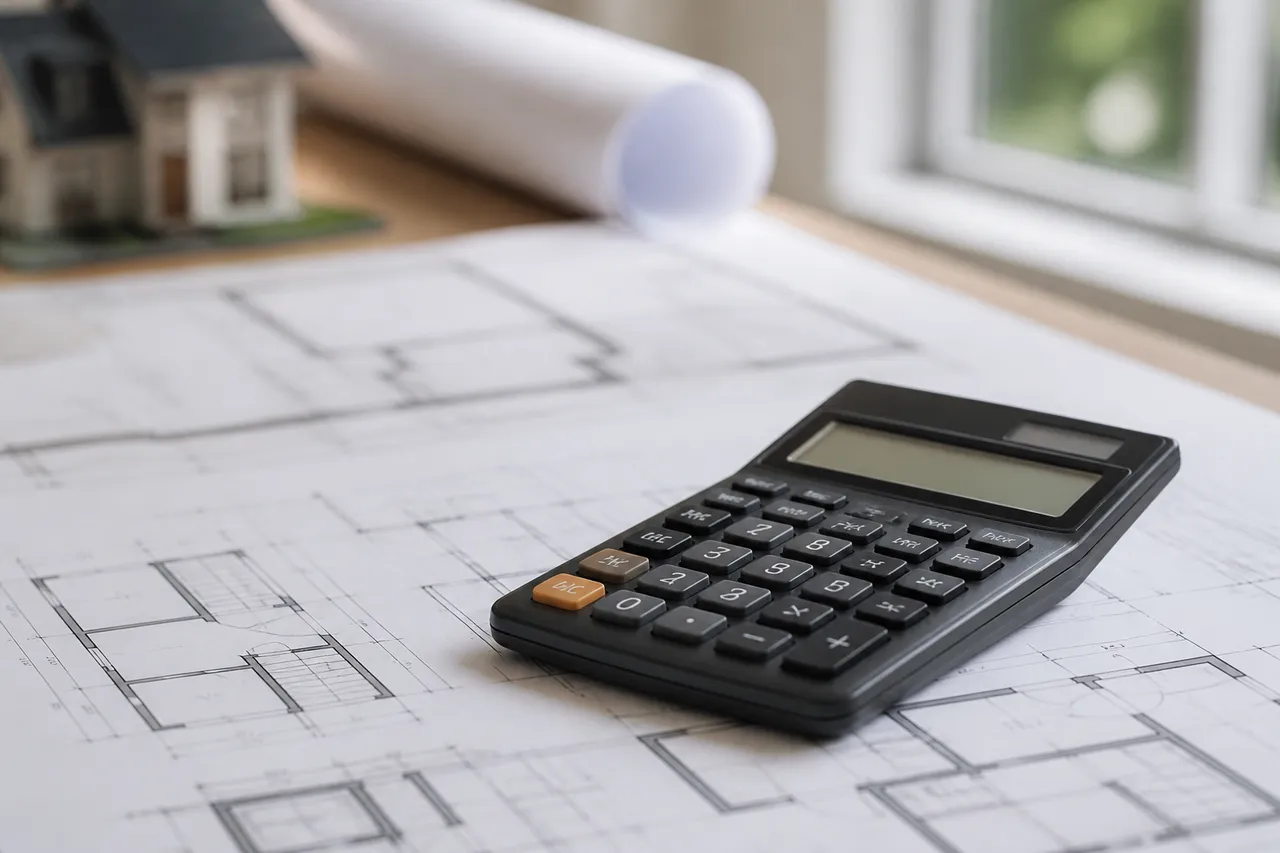Budget d'une maison triangulaire en bois avec calculatrice