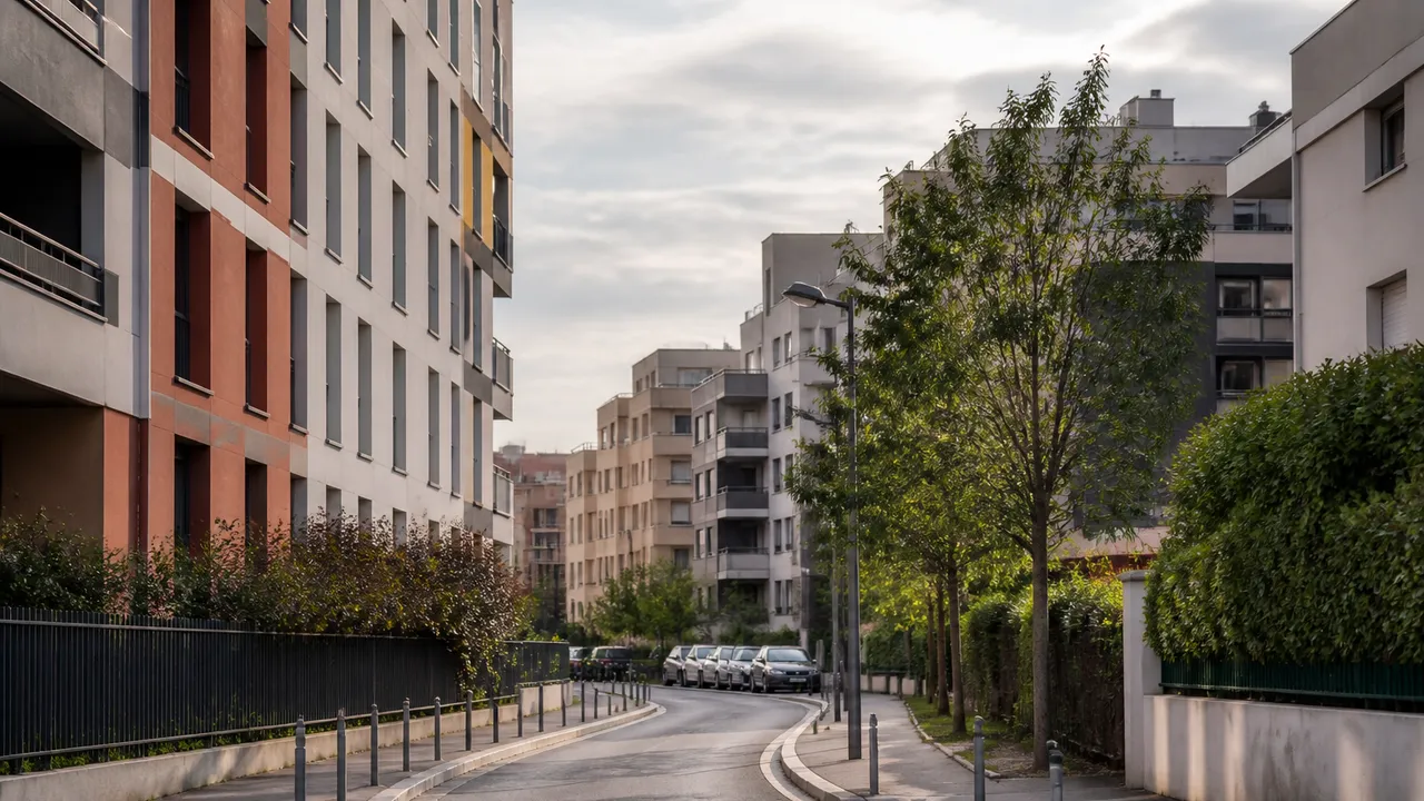 Villeurbanne quartier chaud : rue d'immeubles